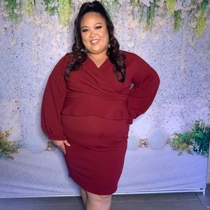 BOOHOO - PLUS SIZE PEPLUM WRAP DRESS - SIZE 20